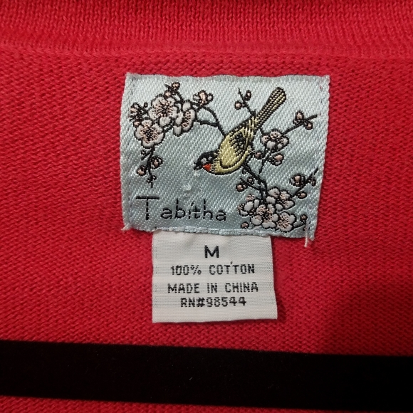 TABITHA Pink/Red Button Fitted 3/4 Sleeve Cardigan - Picture 10 of 11